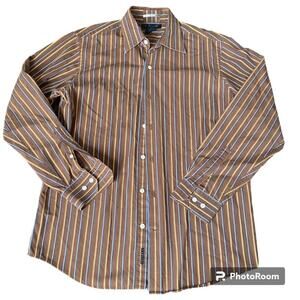 J. FERRAR vertical striped dress shirt - men's medium 15 - 15.5